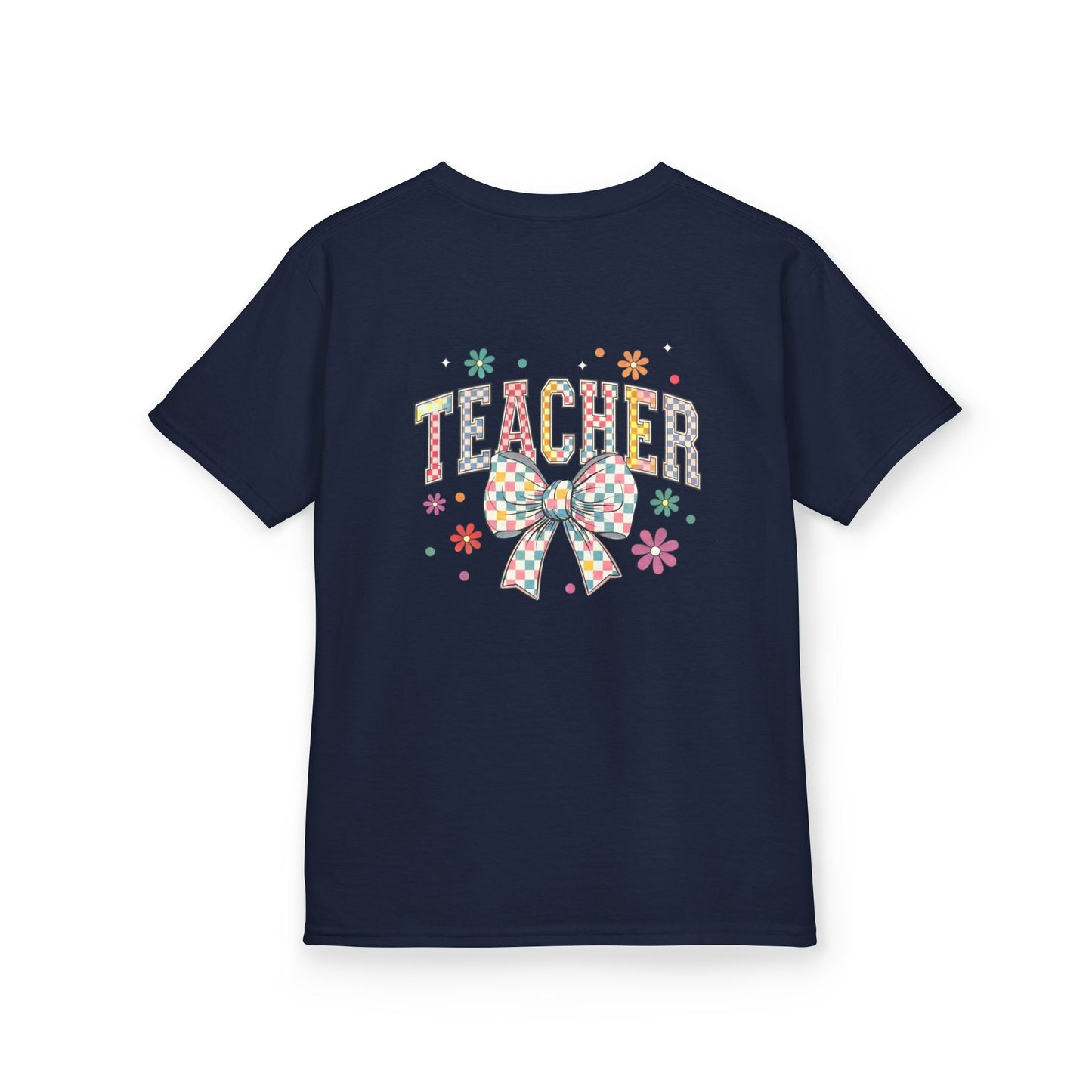 Teacher Kids Tee with Colorful Bow Design, Perfect for Back to School, Teacher Appreciation, Birthday Gift, Fun Classroom Wear