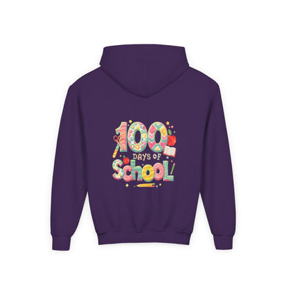 100 Days of School Youth Hoodie, Colorful School Spirit Sweatshirt, Kids Celebration Hoodie, Perfect for School Events, Fun Memory Gear