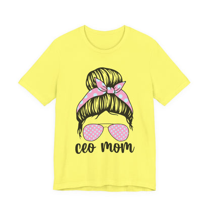 CEO Mom Short Sleeve Tee – Trendy Mom T-Shirt, Gift for Moms, Mother's Day Gift, Casual Shirt, Parenting Apparel Yellow