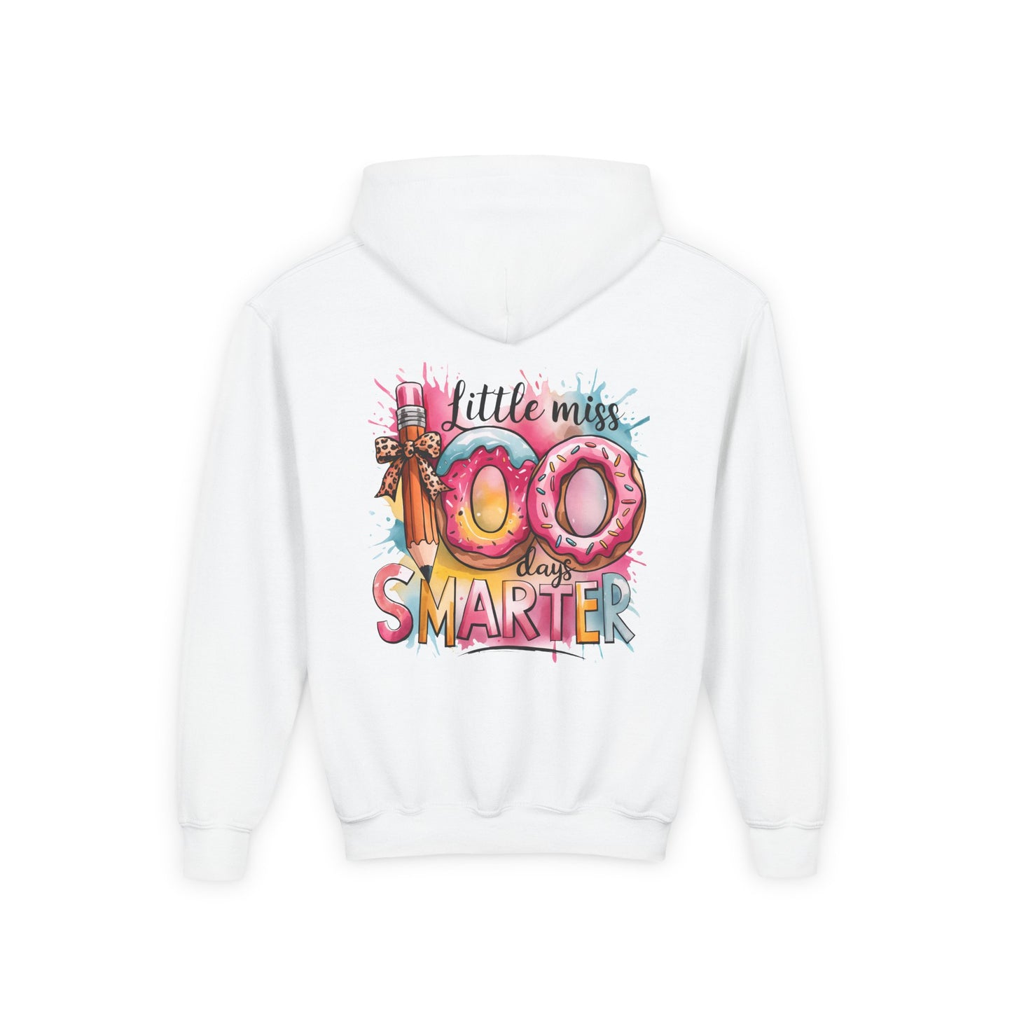 Youth Hooded Sweatshirt - Little Miss 100 Days Smarter Celebration Gift, Kids Birthday, School Milestone, Fun Apparel, Cute Kids Outfit