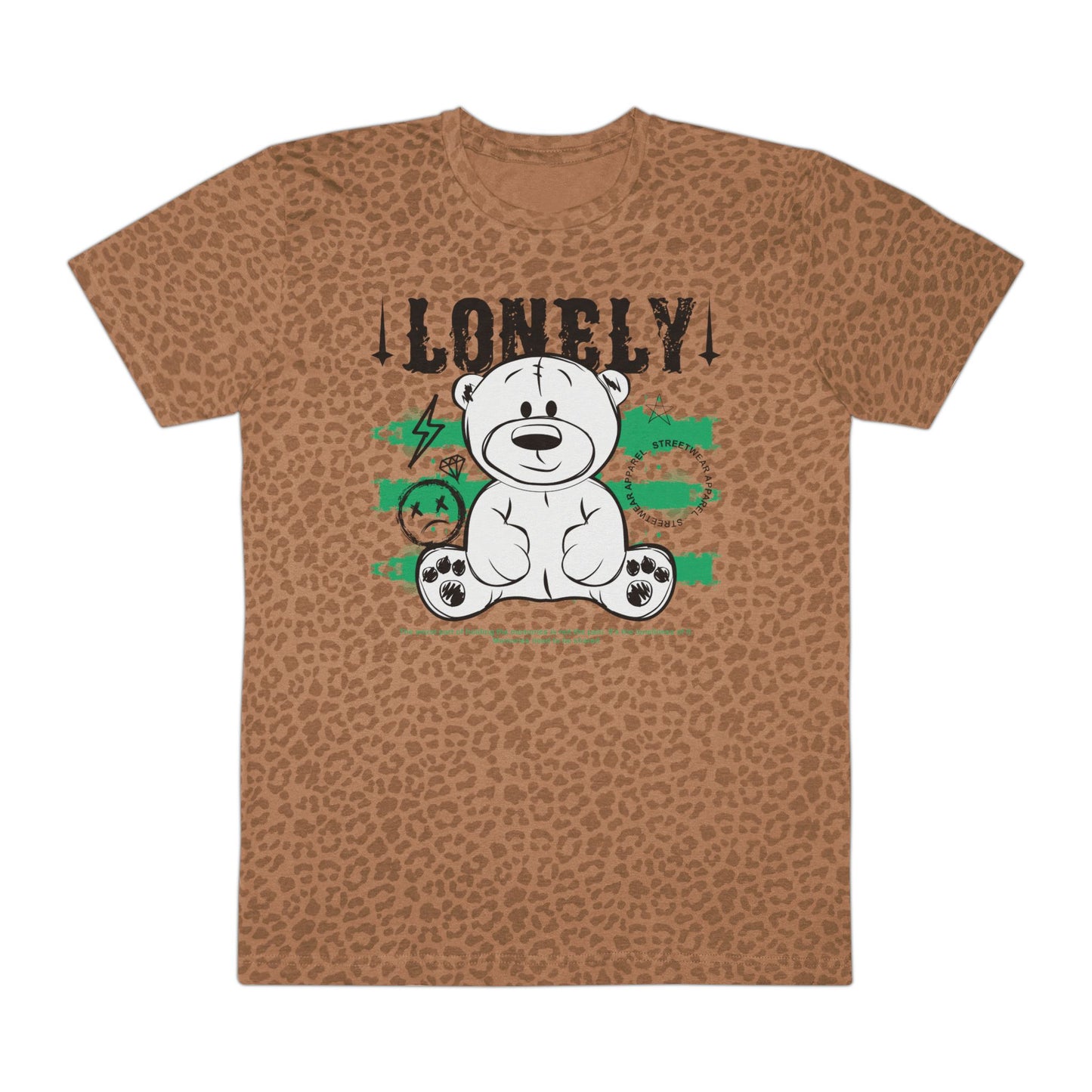 Lonely Bear Graphic Tee, Cute Animal Shirt, Casual Wear, Gift for Him, Summer Essentials, Cozy Outfit, Animal Lover Apparel Brown Leopard