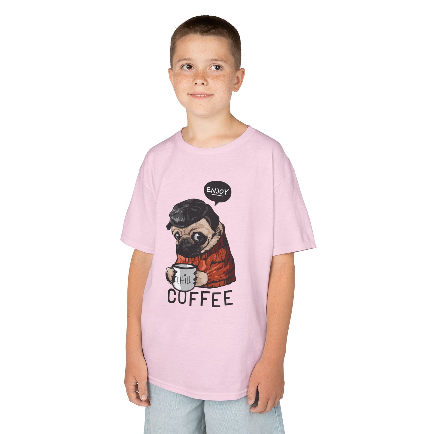 Coffee Lover Kids Tee, Cute Animal T-Shirt, Perfect Gift for Birthdays & Holidays, Funny Dog Design, Comfortable Everyday Wear