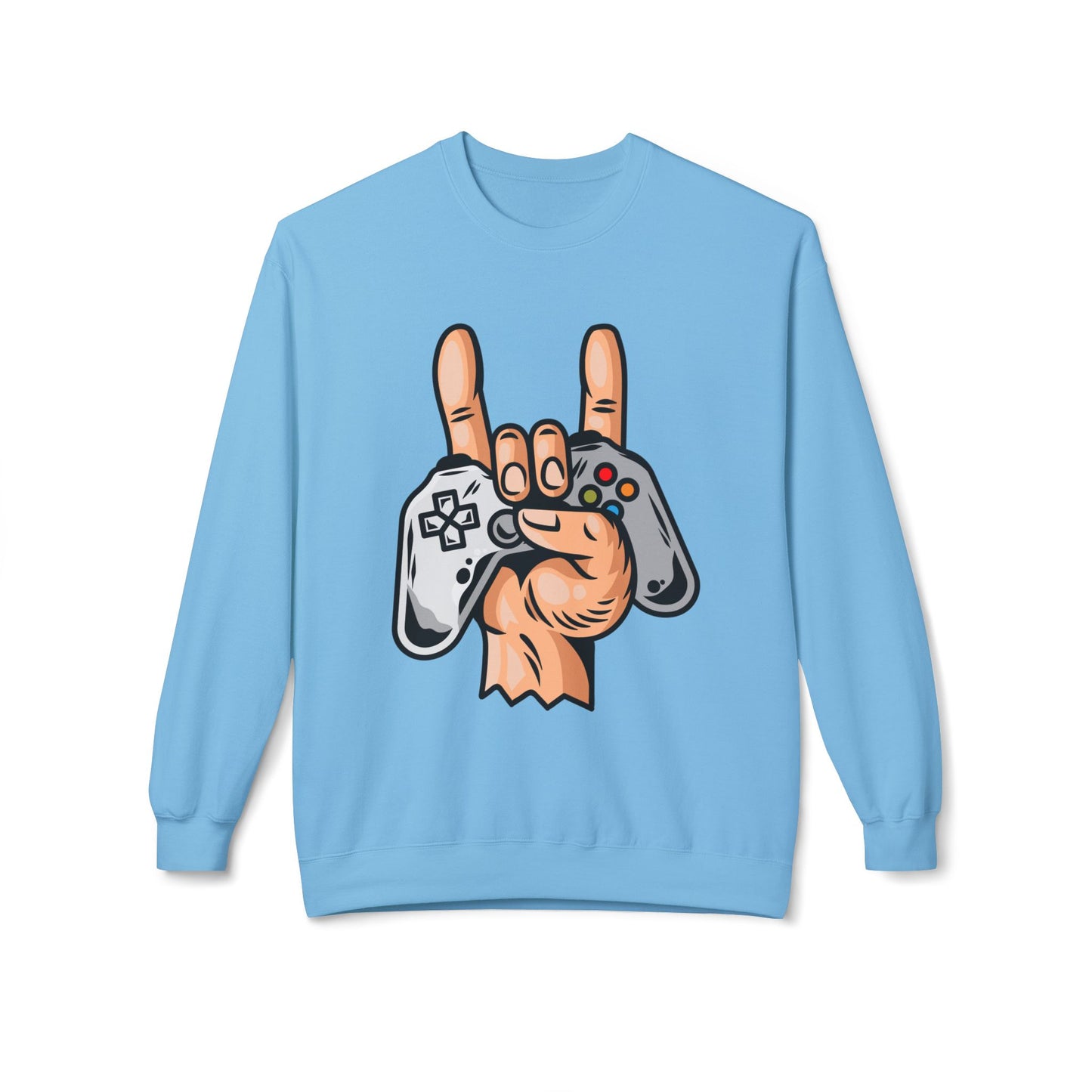 Gamer Fleece Crewneck Sweatshirt, Unisex Sweatshirt for Gamers, Gaming Apparel, Perfect Gift for Birthdays, Geek Culture, Casual Wear Sky