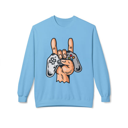 Gamer Fleece Crewneck Sweatshirt, Unisex Sweatshirt for Gamers, Gaming Apparel, Perfect Gift for Birthdays, Geek Culture, Casual Wear Sky