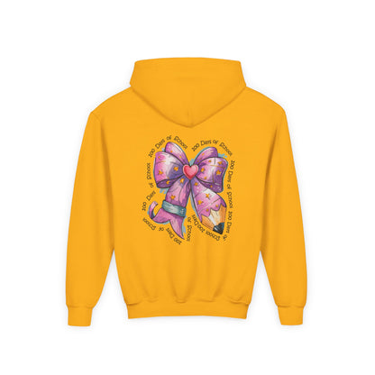 Heartfelt Bow Youth Hoodie - Cute Gift for Kids, Stylish Sweatshirt for Birthday, Back to School, Holiday, Everyday Wear