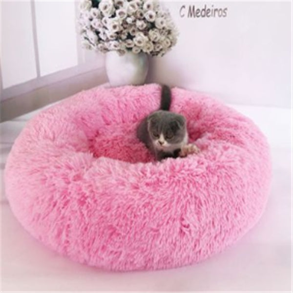 Round Long Hairy Autumn And Winter Nest Pad Cat Mattress Bright powder
