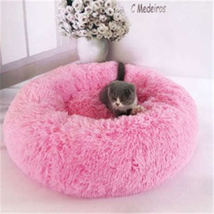 Round Long Hairy Autumn And Winter Nest Pad Cat Mattress Bright powder