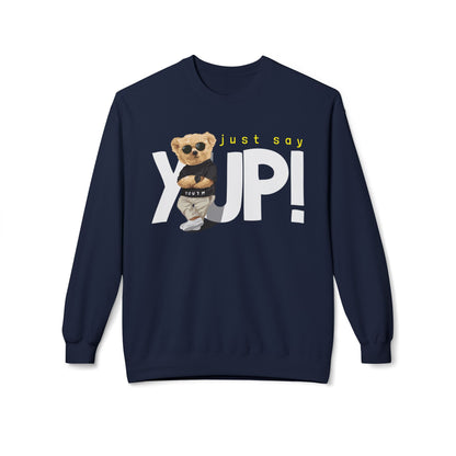 Cute Animal Graphic Fleece Sweatshirt, Cozy Crewneck for Animal Lovers, Perfect Gift for Birthdays, Holidays, Casual Wear Navy