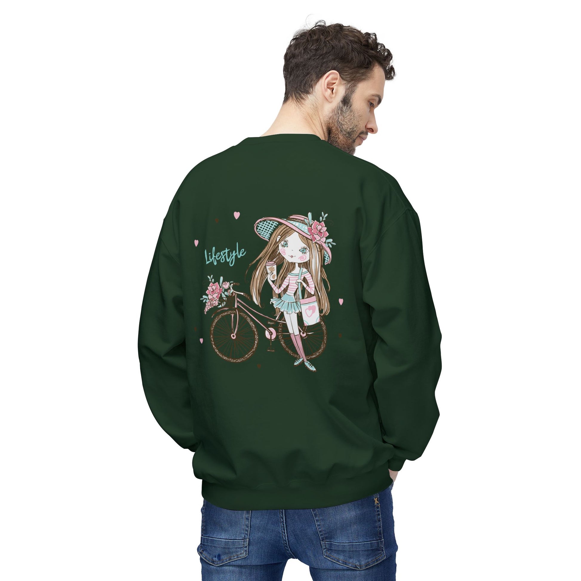 Chic Fleece Sweatshirt with Whimsical Bicycle Design - Perfect for Cozy Days, Gift for Cyclists, Cute Outfit for Spring, Birthday