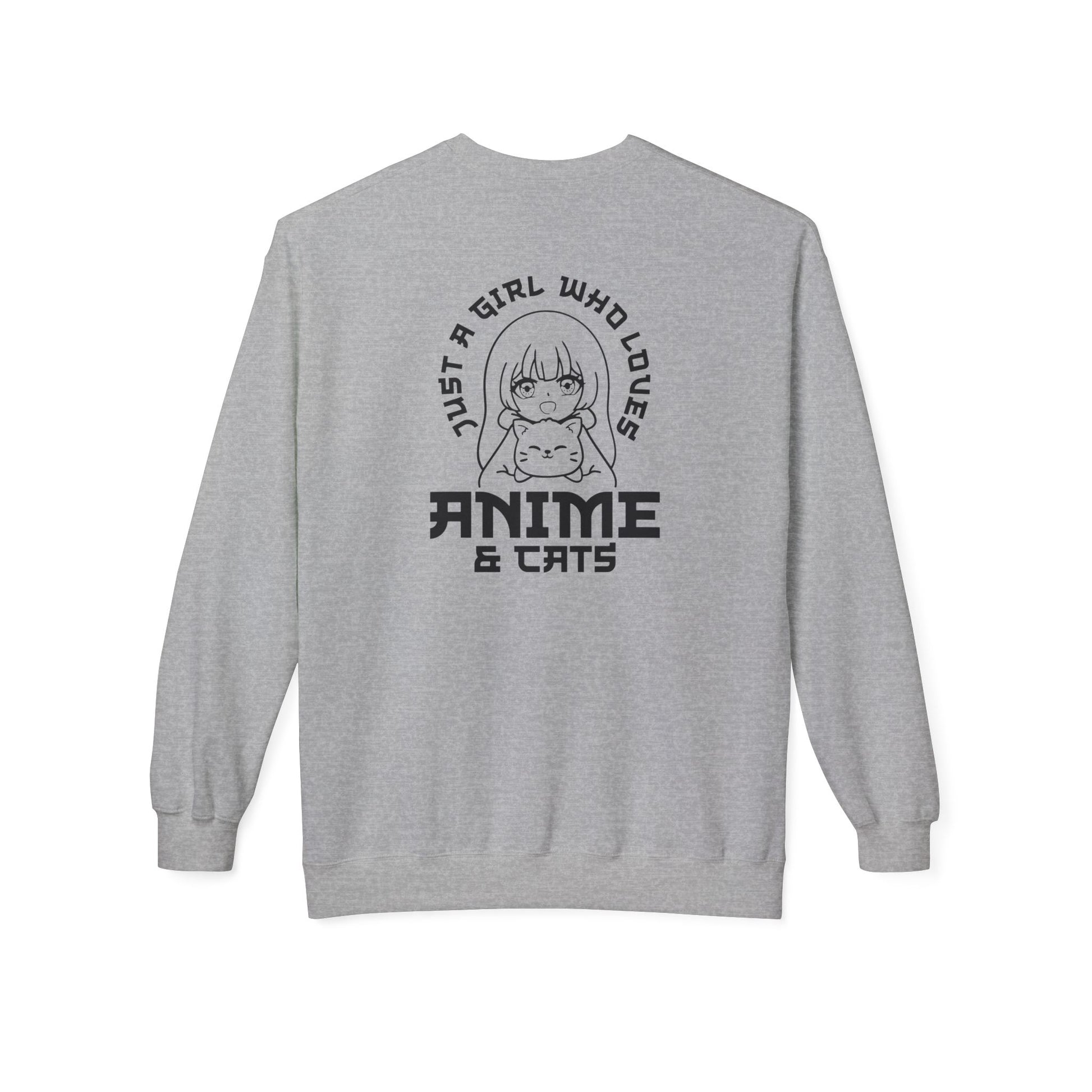 Anime & Cats Crewneck Sweatshirt, Cozy Gift for Anime Lovers, Cat Lover Apparel, Cute Anime Sweatshirt, Perfect for Casual Days