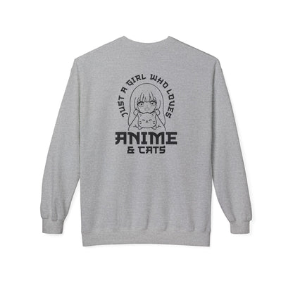 Anime & Cats Crewneck Sweatshirt, Cozy Gift for Anime Lovers, Cat Lover Apparel, Cute Anime Sweatshirt, Perfect for Casual Days