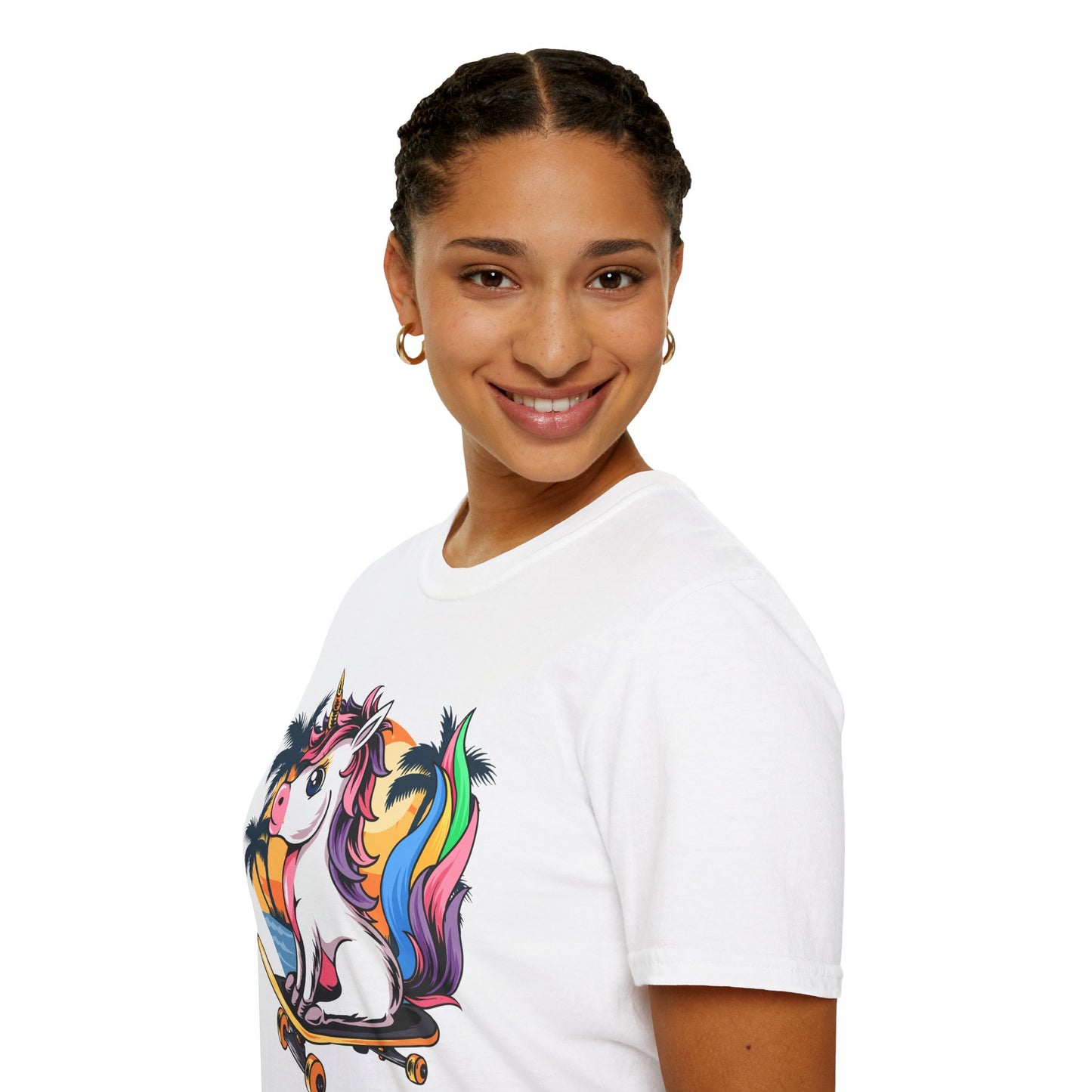 Skateboarding Unicorn T-Shirt, Cute Graphic Tee for Teens, Fun Summer Wear, Gifts for Unicorn Lovers, Beach Day Outfit