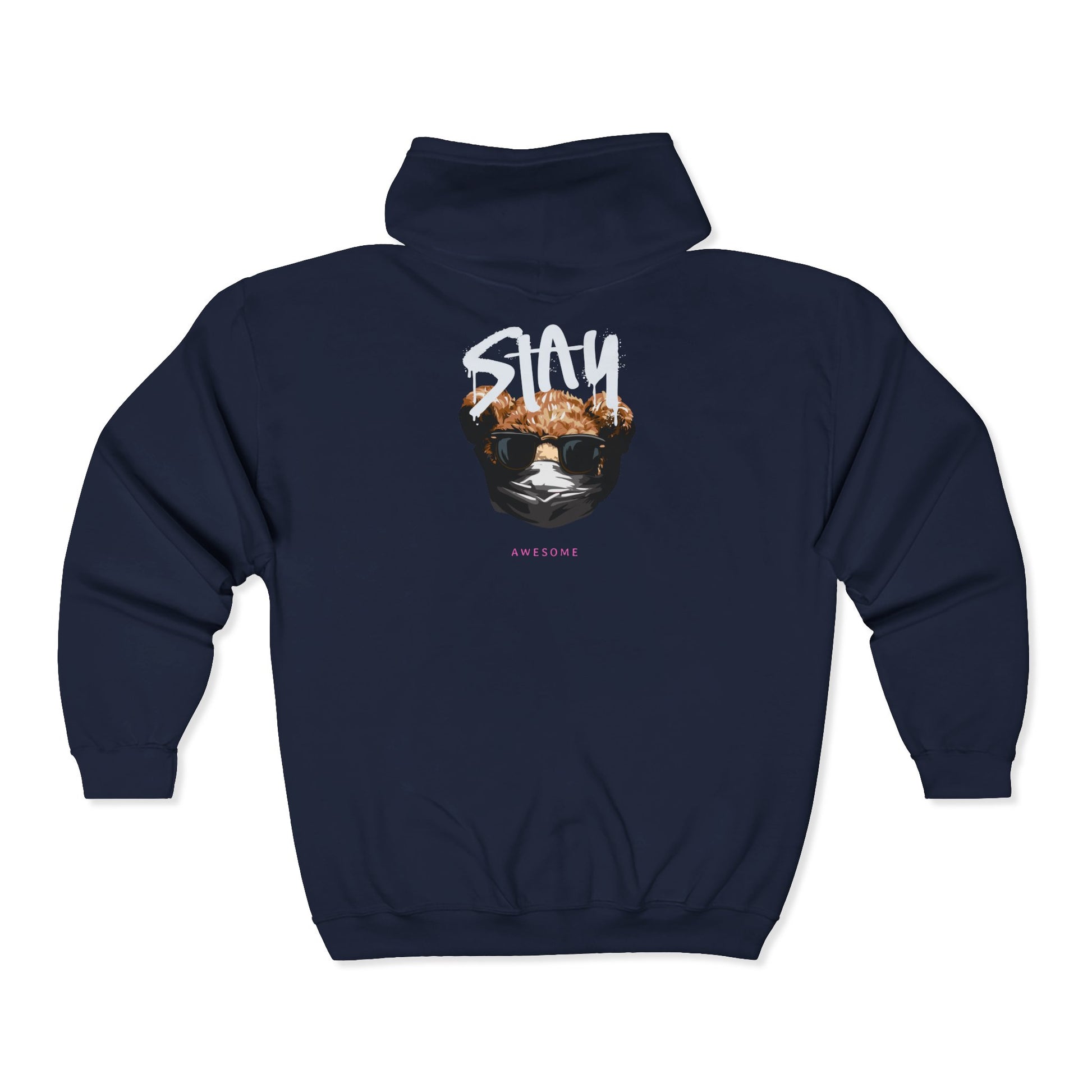 Stay Cool Unisex Zip Hoodie, Trendy Bear Print Jacket, Perfect for Casual Wear, Gift for Animal Lovers, Streetwear Style
