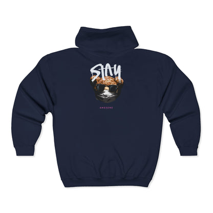 Stay Cool Unisex Zip Hoodie, Trendy Bear Print Jacket, Perfect for Casual Wear, Gift for Animal Lovers, Streetwear Style
