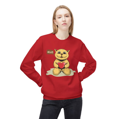 Adorable Fleece Crewneck Sweatshirt with Heartwarming Design, Cozy Gift, Unisex Pullover, Cute Animal Sweatshirt