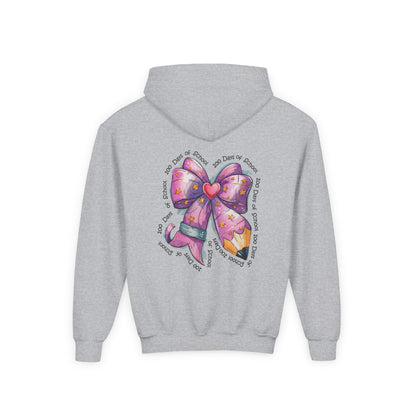 Heartfelt Bow Youth Hoodie - Cute Gift for Kids, Stylish Sweatshirt for Birthday, Back to School, Holiday, Everyday Wear