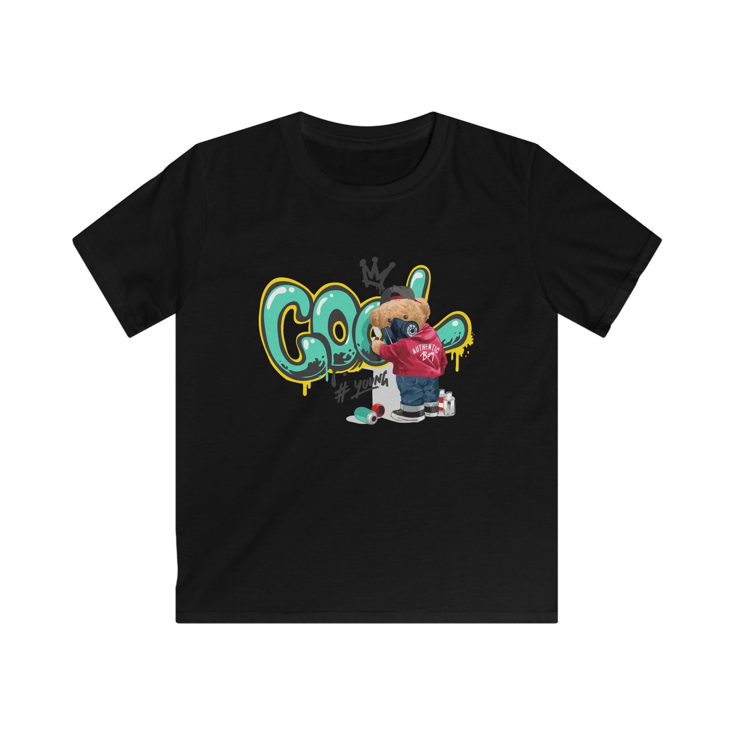 Cool Kids T-Shirt, Youth Streetwear Tee, Graffiti Style Kids Shirt, Trendy Graphic Tee, Fun Gift for Birthdays Black