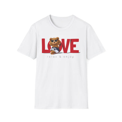 Love Bear Unisex Softstyle T-Shirt | Cute Casual Tee, Gift for Him/Her, Valentine’s Day, Birthday, Everyday Wear White