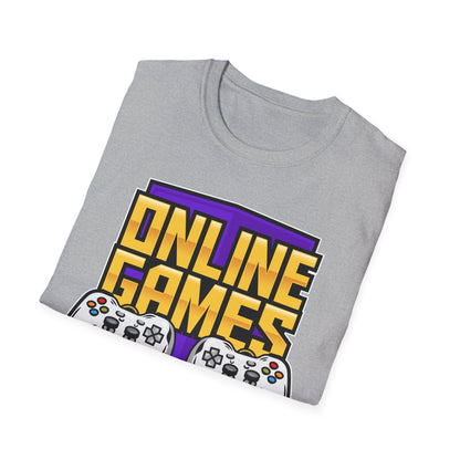 Unisex Softstyle Gaming T-Shirt, Retro Online Games Tee, Gift for Gamers, Casual Wear, Birthday and Holiday Apparel