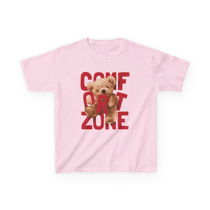 Comfort Zone Kids Tee, Cute Bear Shirt for Children, Gifts for Kids, Birthday Apparel, Fun and Cozy Clothing Light Pink