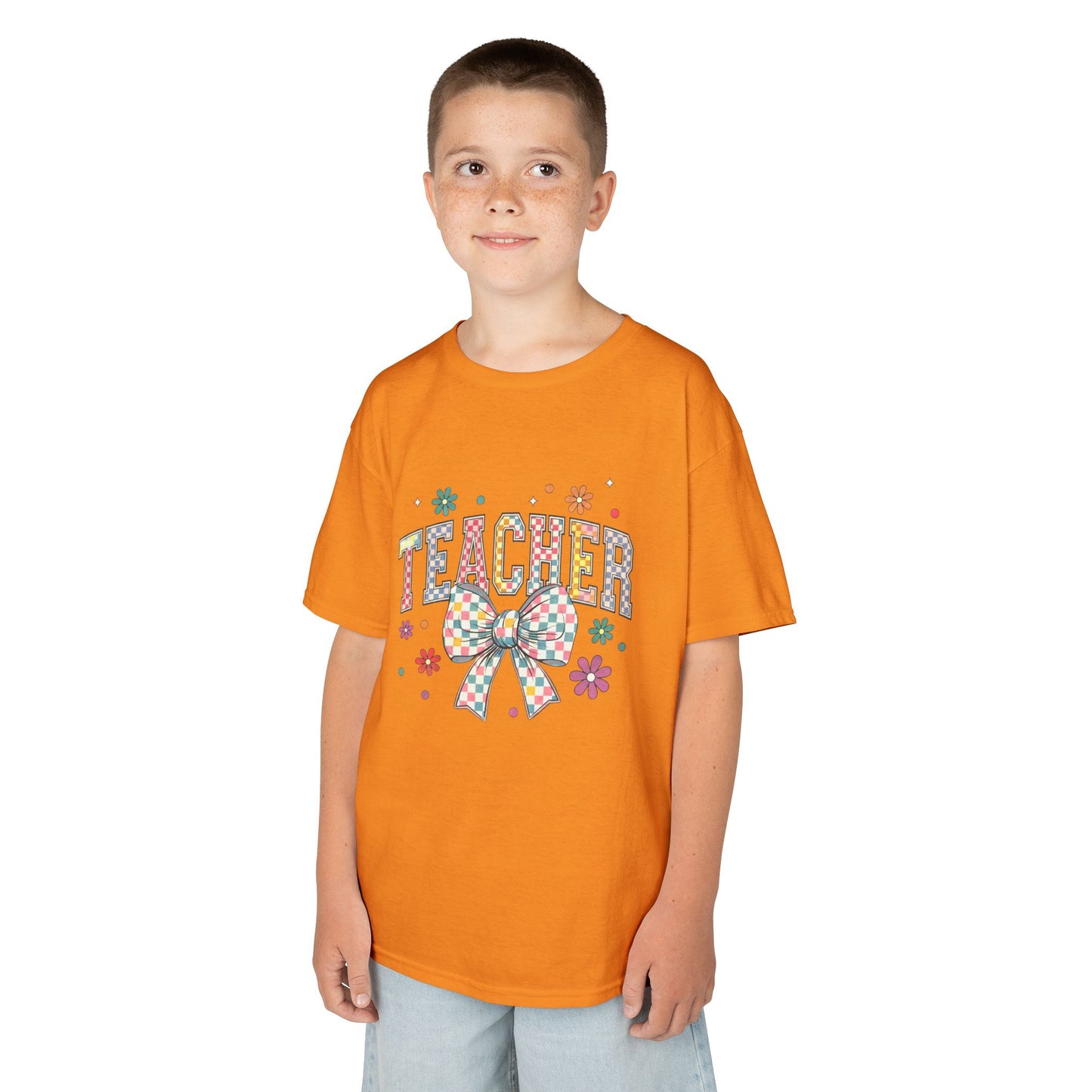 Teacher Kids Tee with Colorful Bow Design, Perfect for Back to School, Teacher Appreciation, Birthday Gift, Fun Classroom Wear