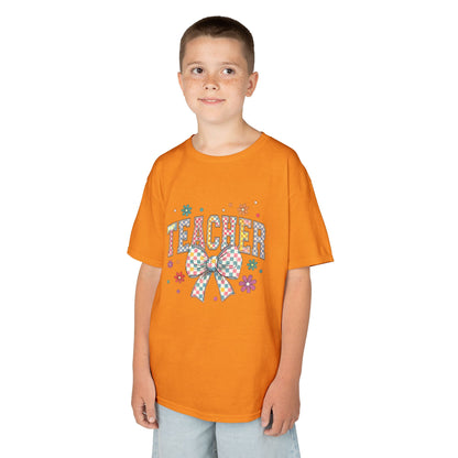 Teacher Kids Tee with Colorful Bow Design, Perfect for Back to School, Teacher Appreciation, Birthday Gift, Fun Classroom Wear