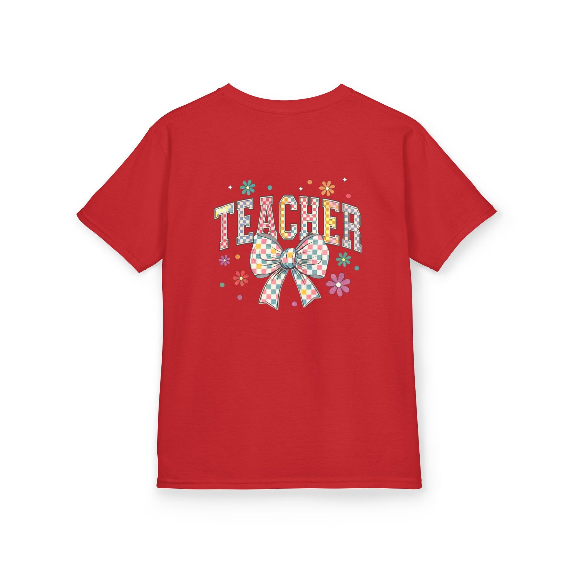 Teacher Kids Tee with Colorful Bow Design, Perfect for Back to School, Teacher Appreciation, Birthday Gift, Fun Classroom Wear