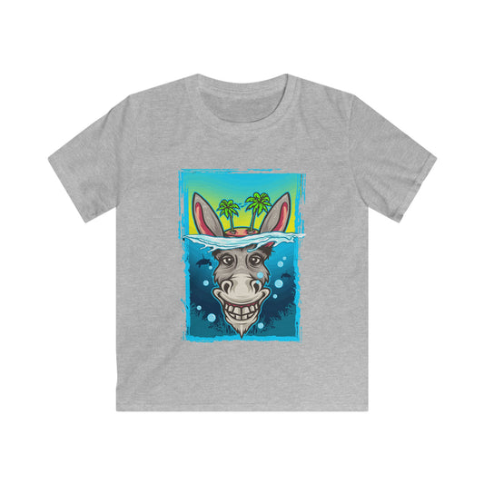 Whimsical Donkey Kids Tee, Fun Children's T-Shirt, Adventure Apparel, Creative Gift, Summer Vibe Tee Sport Grey