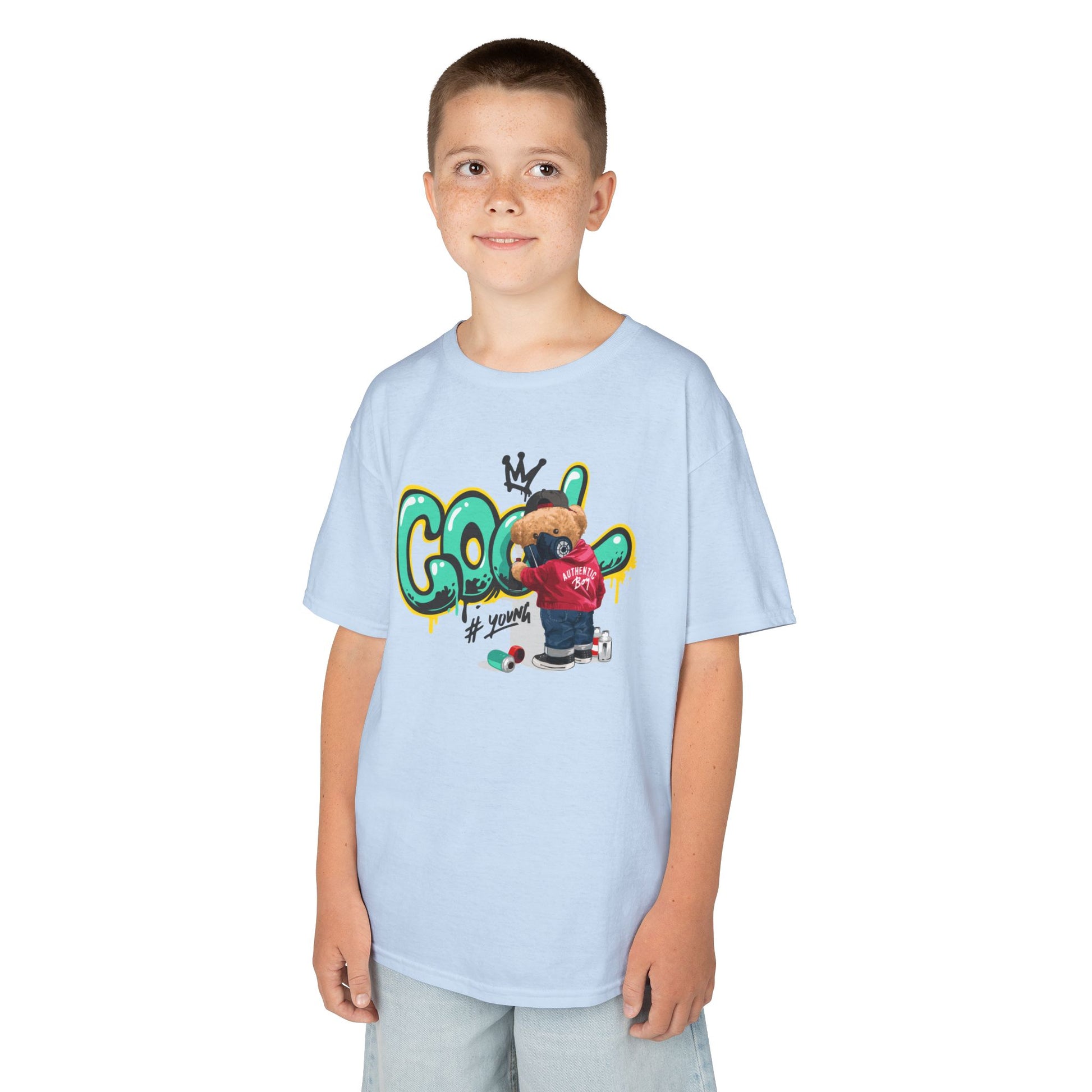 Cool Kids Heavy Cotton Tee, Fun T-Shirt for Children, Street Art Style Tee, Playful Graphic Shirt, Perfect for Birthdays and Everyday Wear