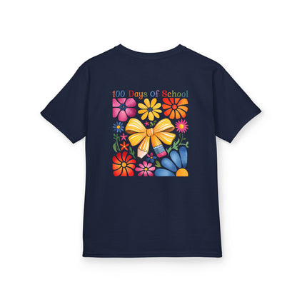 Colorful 100 Days of School Kids Tee, Flower Print T-Shirt for Students, End of Year Celebration Shirt, Fun School Day Wear, Gift for Kids