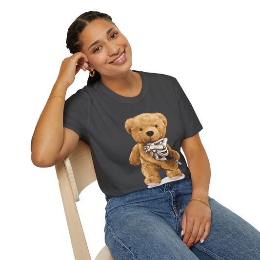 Cute Bear Graphic T-Shirt, Casual Cotton Tee, Fun Birthday Gift, Everyday Wear, Unique Animal Tee, Teddy Bear Shirt Dark Heather