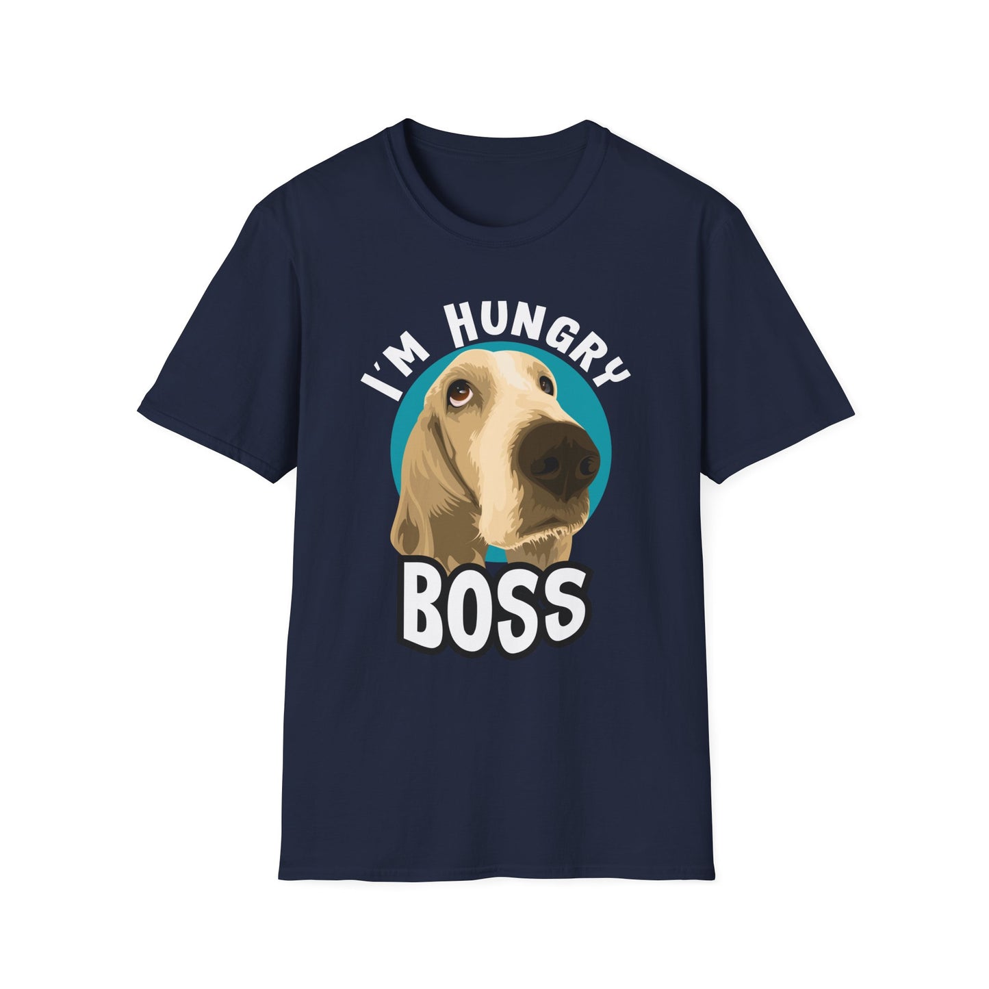 Hungry Boss Dog T-Shirt, Unisex Pet Lover Tee, Funny Animal Shirt, Gift for Dog Owners, Casual Style for Dog Lovers Navy