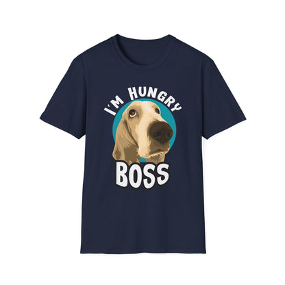 Hungry Boss Dog T-Shirt, Unisex Pet Lover Tee, Funny Animal Shirt, Gift for Dog Owners, Casual Style for Dog Lovers Navy