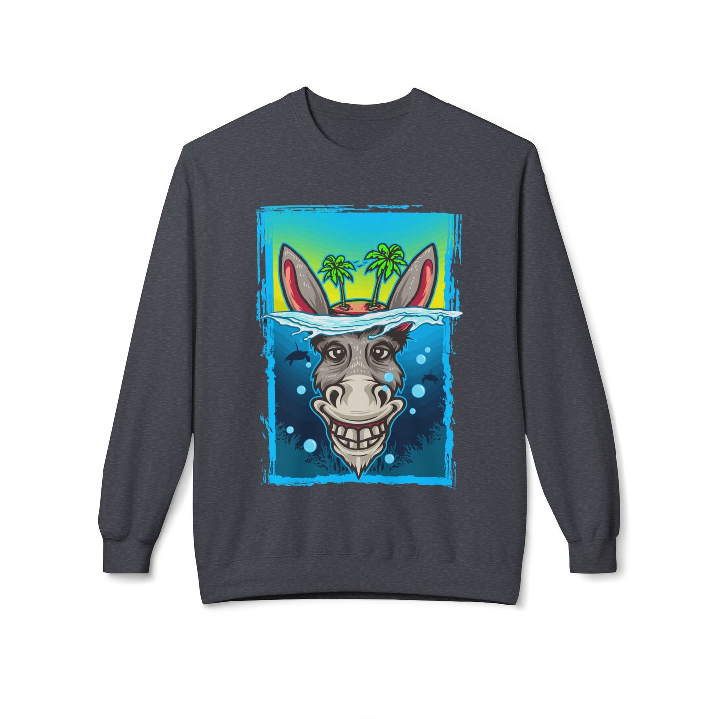 Playful Animal Graphic Crewneck Sweatshirt, Funny Sweatshirt, Unique Gift, Casual Wear, Unisex Apparel, Perfect for Parties Dark Heather