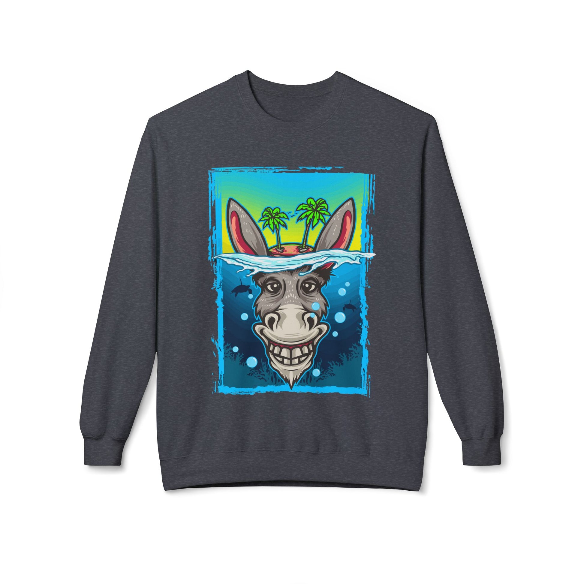 Playful Animal Graphic Crewneck Sweatshirt, Funny Sweatshirt, Unique Gift, Casual Wear, Unisex Apparel, Perfect for Parties Dark Heather