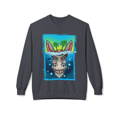 Playful Animal Graphic Crewneck Sweatshirt, Funny Sweatshirt, Unique Gift, Casual Wear, Unisex Apparel, Perfect for Parties Dark Heather