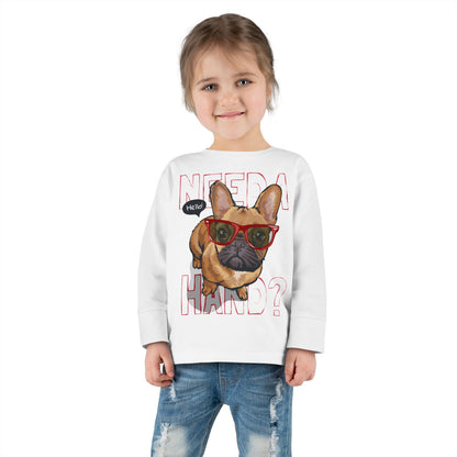 Hello French Bulldog Toddler Tee, Cute Kids Shirt, Toddler Long Sleeve, Dog Lover Gift, Fun Pet Tee, Birthday Outfit, Playdate Wear
