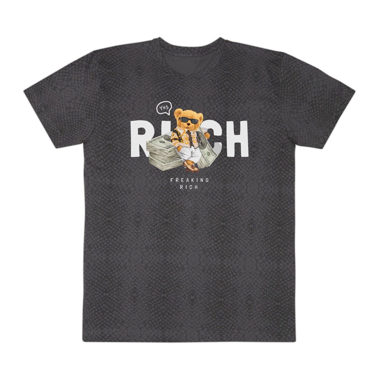 Wildly Rich - Men's Fine Jersey Tee, Unique Graphic T-Shirt for Men, Cool Animal Print Tee, Fashionable Casual Wear, Gift for Him Black Reptile