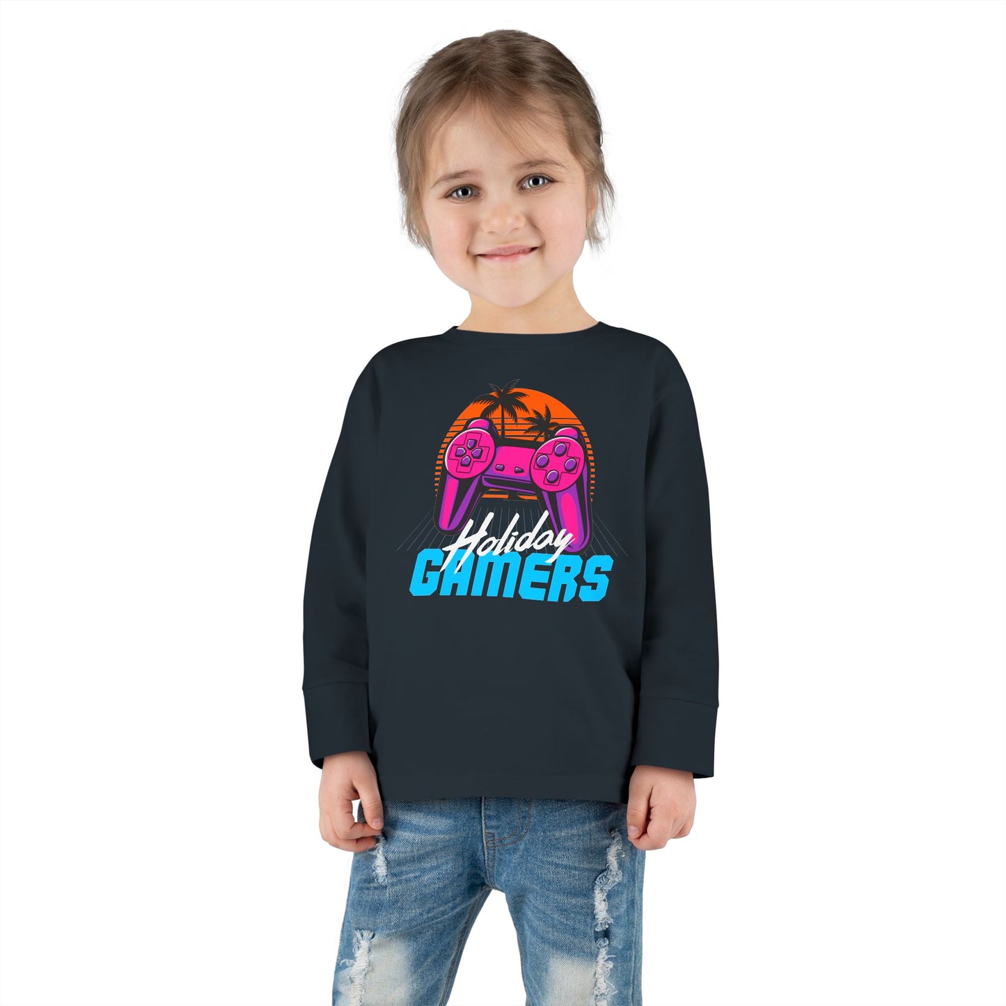 Holiday Gamers Toddler Long Sleeve Tee, Kids Gaming Shirt, Playful Toddler Apparel, Gift for Gamers, Fun Children's Top