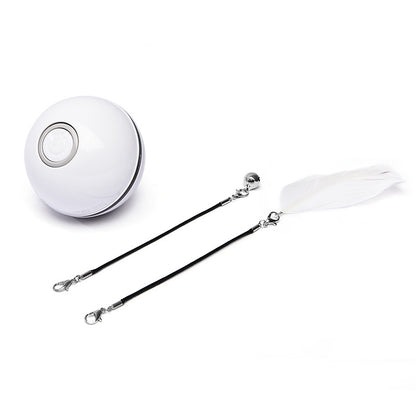 LED Laser Electronic Rolling Pet Funny Cat Toy Ball WhiteRecharge