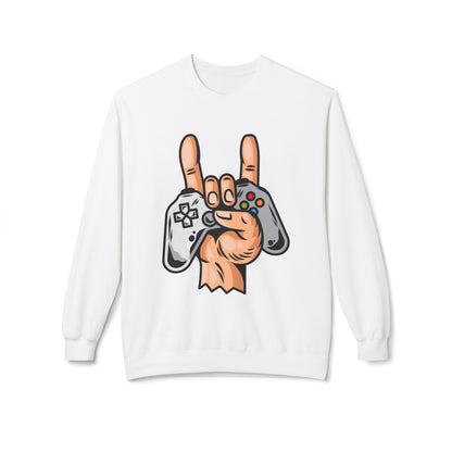 Gamer Fleece Crewneck Sweatshirt, Unisex Sweatshirt for Gamers, Gaming Apparel, Perfect Gift for Birthdays, Geek Culture, Casual Wear White