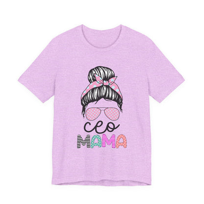 CEO Mama Graphic Tee, Unisex T-Shirt for Moms, Gift for New Mothers, Casual Summer Top, Fun Parenting Apparel, Mother's Day Gift Heather Prism Lilac S