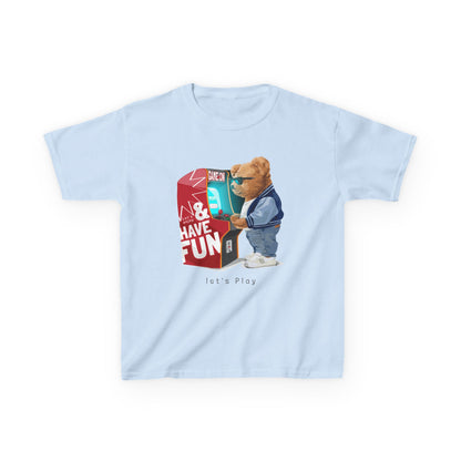 Cute Bear Gaming Kids Tee, Perfect for Fun Playtime, Birthday Gift, Casual Wear, Gift for Kids, Fun Kid’s Fashion Light Blue