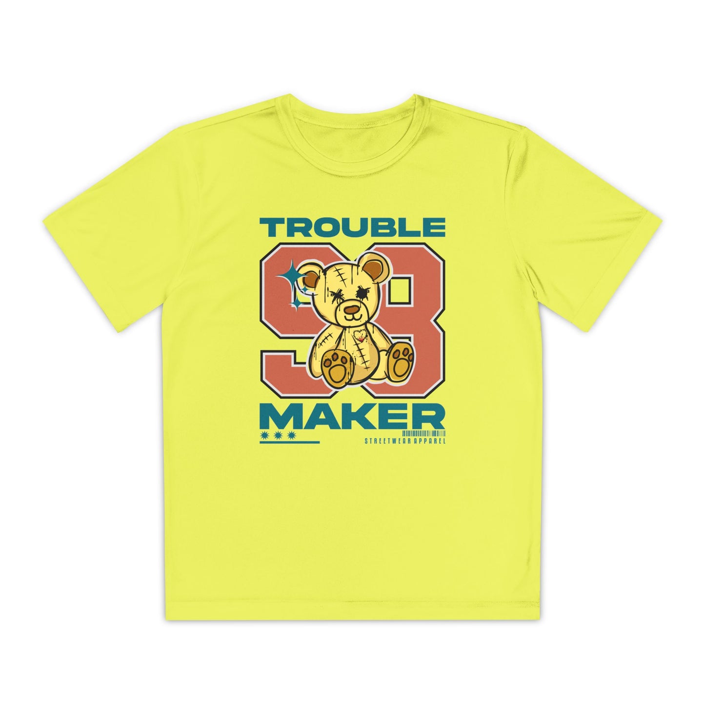 Youth Trouble Maker Tee - Fun Kids Fashion, Cute T-Shirt for Boys & Girls, Perfect for Birthdays & Playdates, Great Gift Neon Yellow