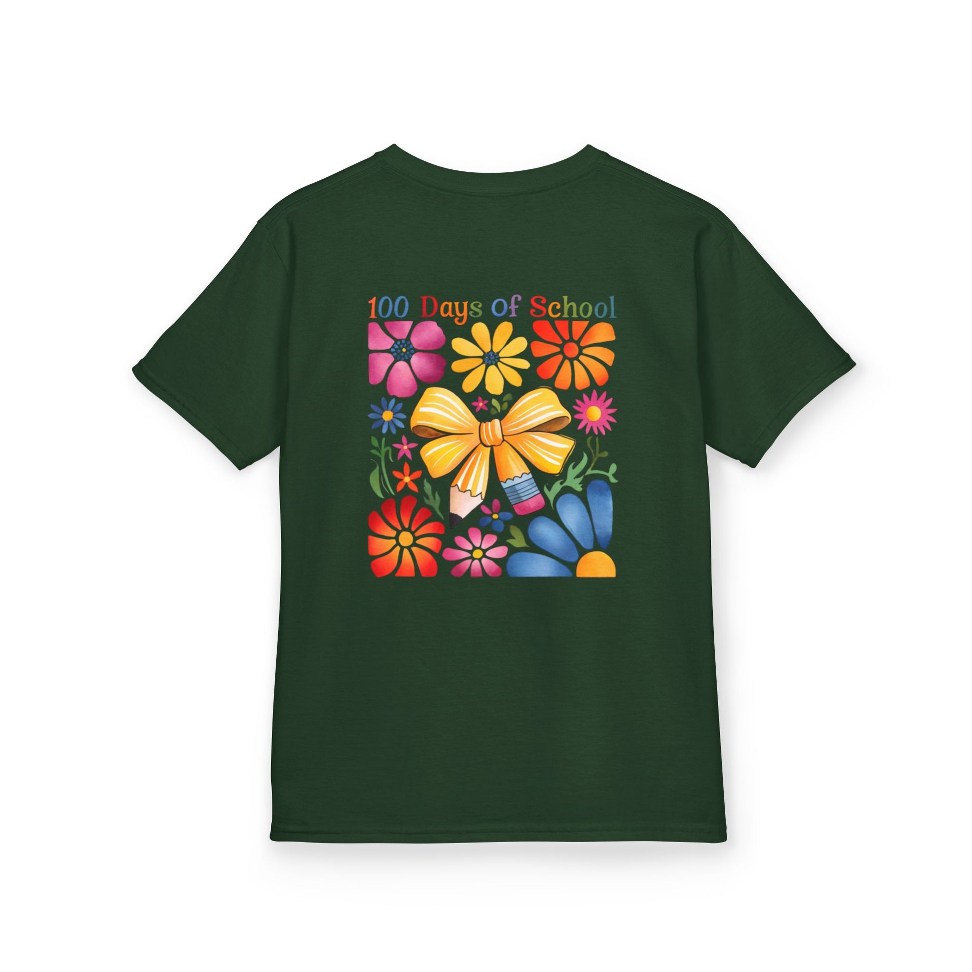 Colorful 100 Days of School Kids Tee, Flower Print T-Shirt for Students, End of Year Celebration Shirt, Fun School Day Wear, Gift for Kids