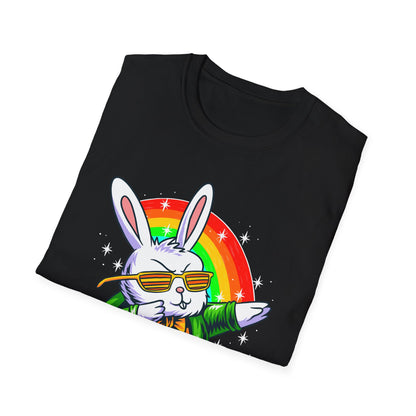Rainbow Rabbit Cool Vibes Unisex T-Shirt, Fun Gift for Animal Lovers, Perfect for Parties, Birthdays, and Everyday Wear