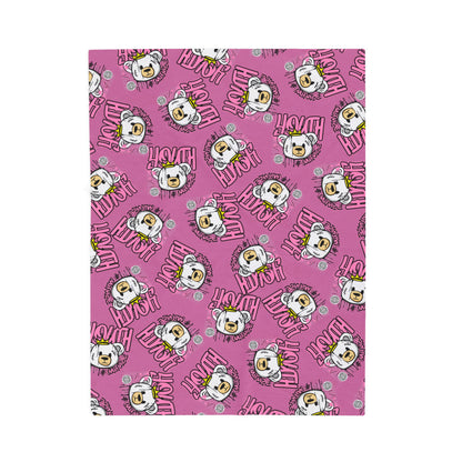 Youth Culture Bear Graphic Velveteen Plush Blanket – Soft Throw for Couch or Bed – Pink Urban Streetwear Home Decor