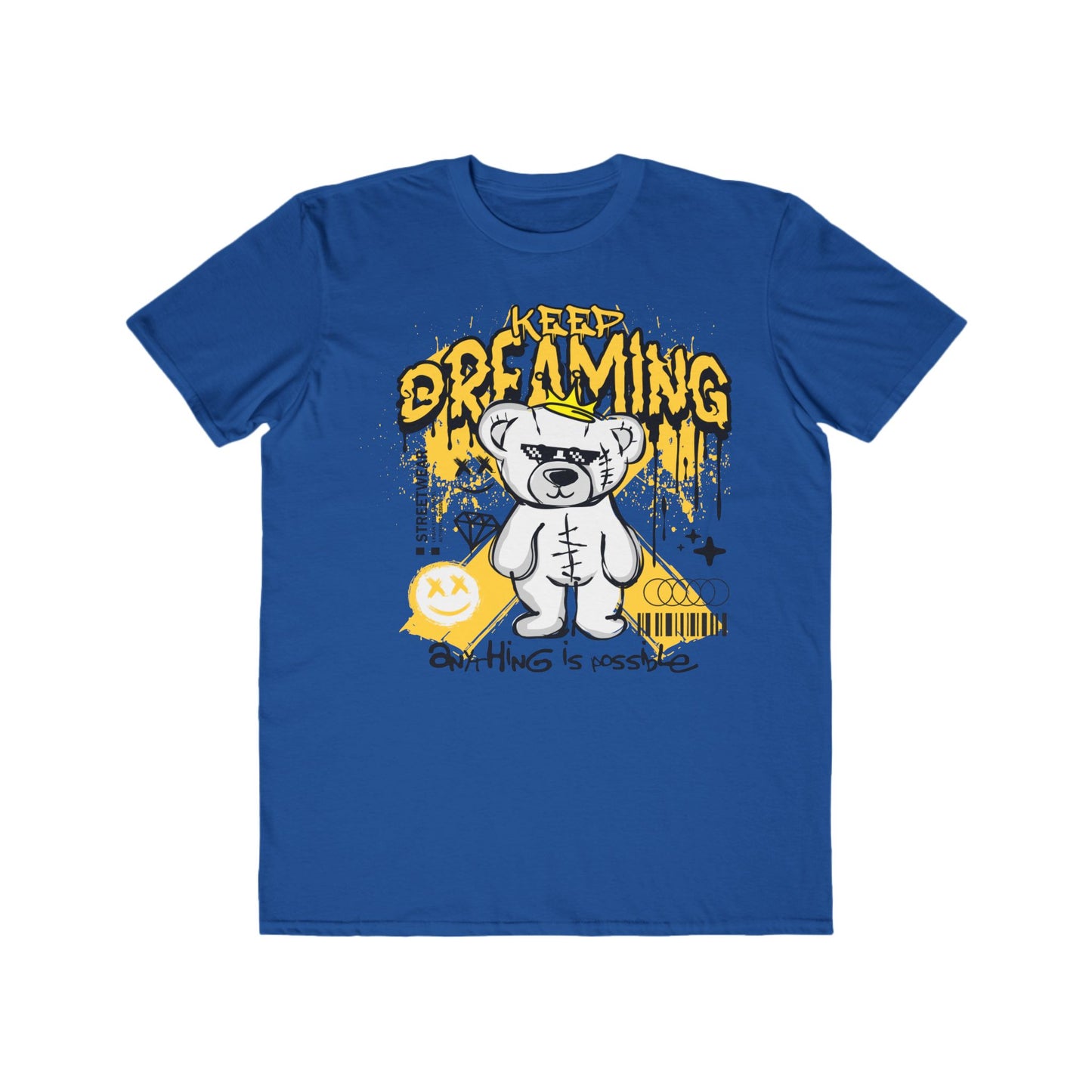 Men's Lightweight Dreaming Bear Tee - Casual Wear, Urban Wear For Men, Unique Graphic Shirt, Trendy Fashion, Streetwear Style Royal Blue