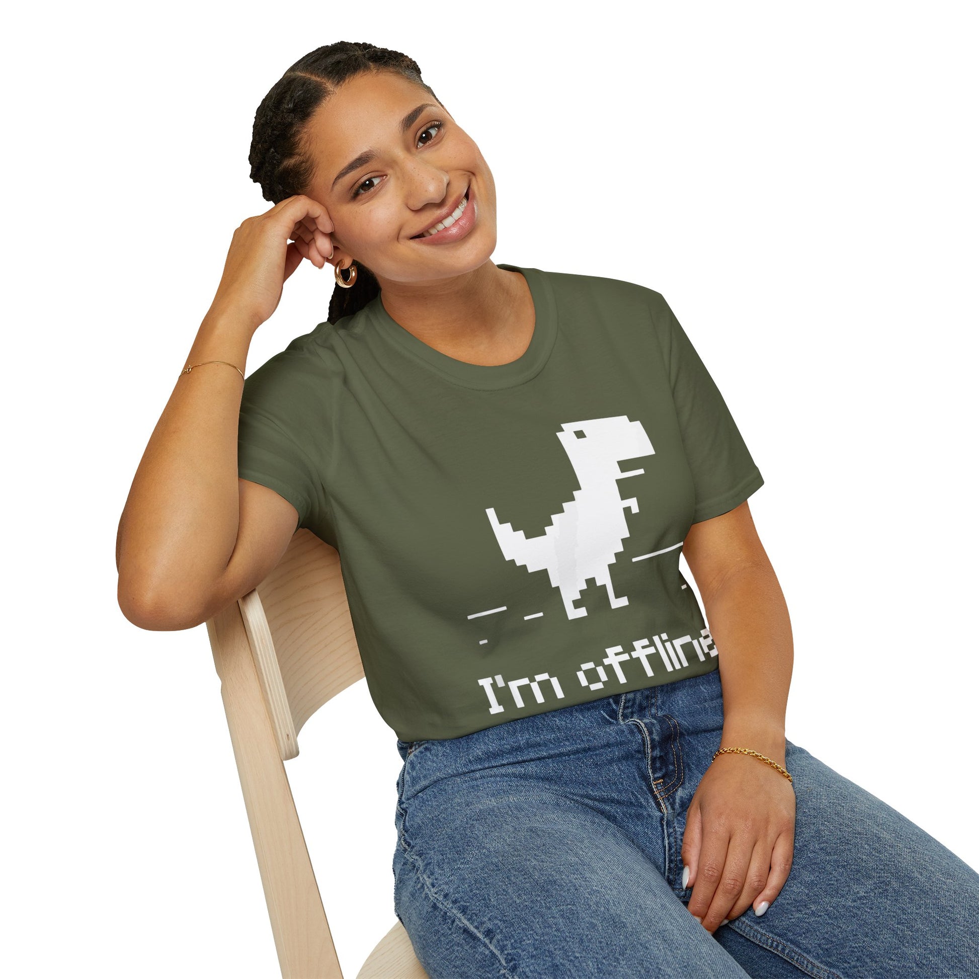 Retro Dinosaur Tee - I'm Offline T-Shirt | Perfect Gift for Gamers, Casual Wear, Retro Design, Birthday Surprise, Fun Gift