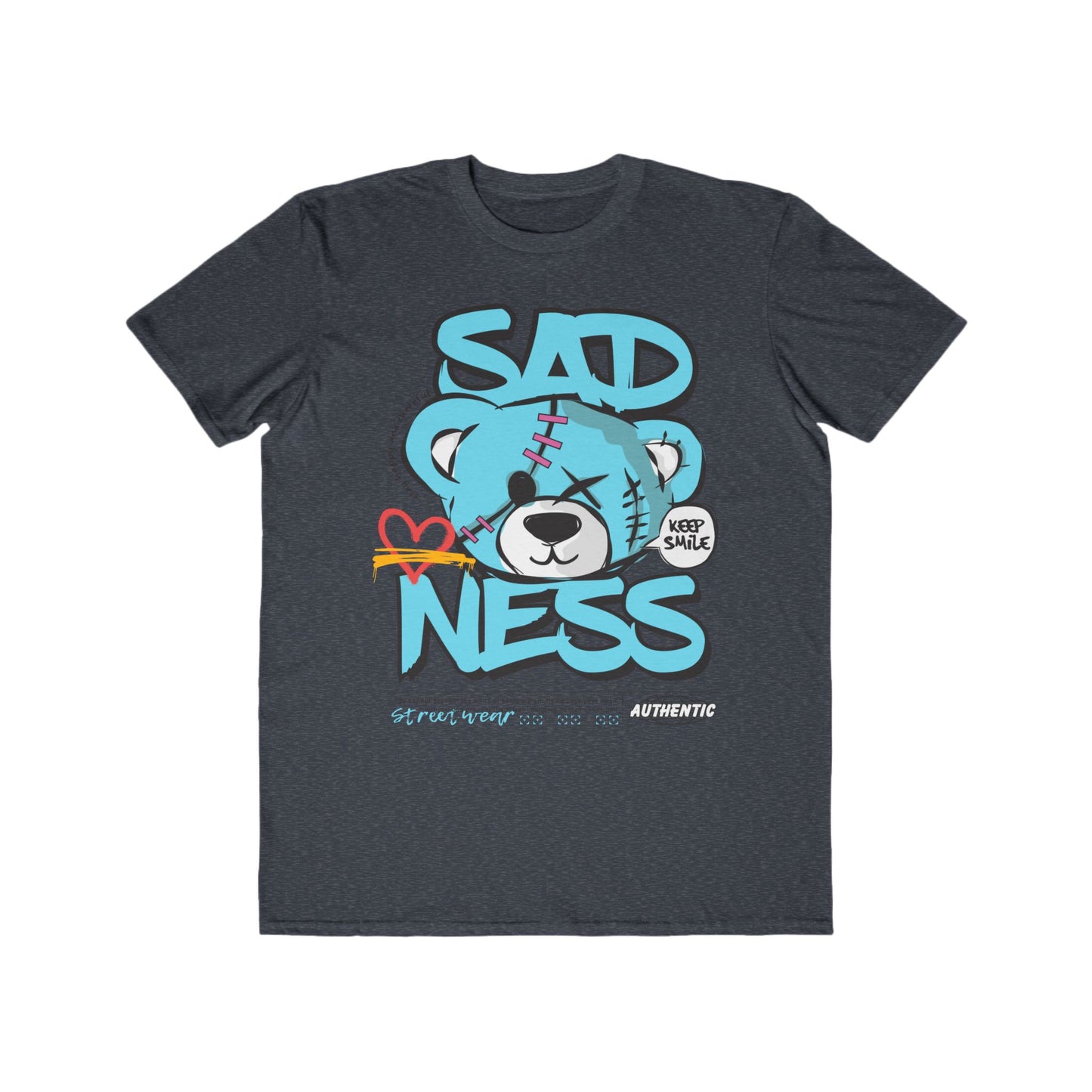 Sadness Bear Urban Wear For Men, Casual Wear, Unisex Fashion T-Shirt, Streetwear, Gift for Men, Trendy Everyday Shirt Heather Navy